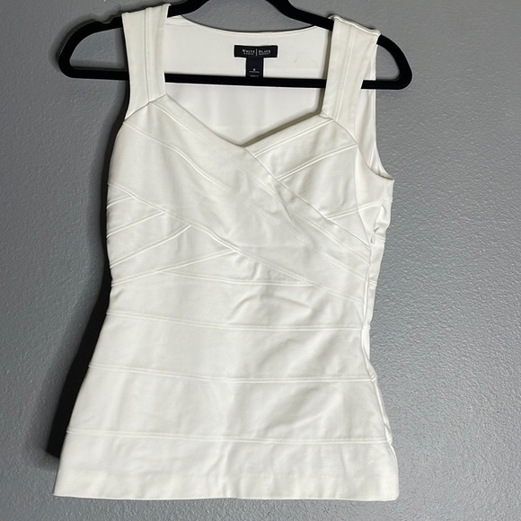 White House Black Market Tops - White House Black Market White Bodycon Sleeveless Blouse